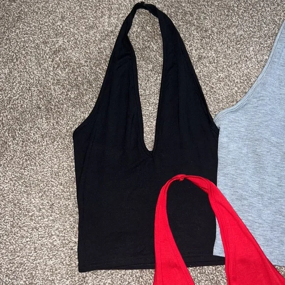 Boohoo Halter Top Bundle White Black Red Grey Gray Nude Beige Small Medium Hot - Picture 2 of 6